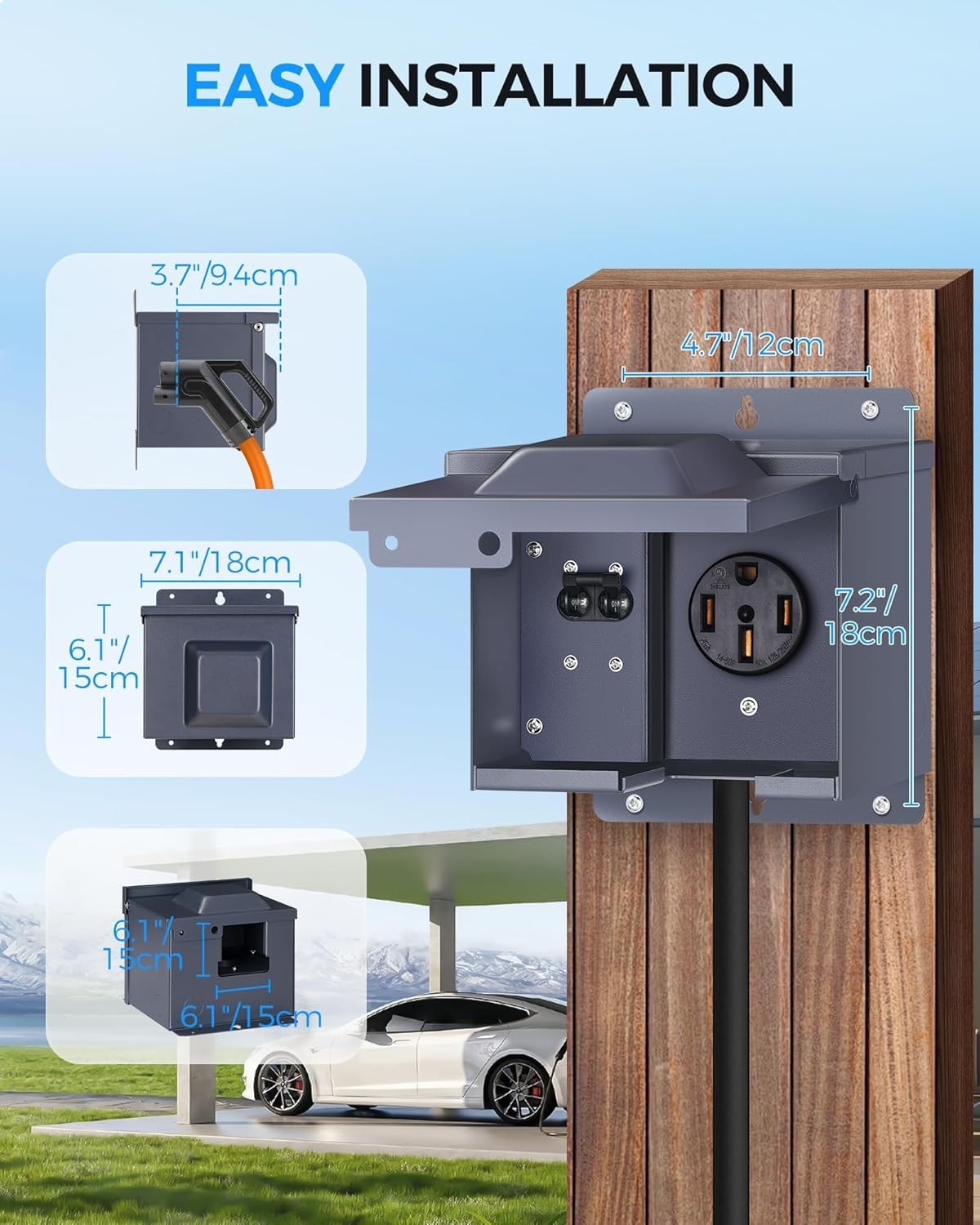 50 Amp RV Power Outlet Box Breaker 125V 250V NEMA 14-50R Weatherproof Lockable
