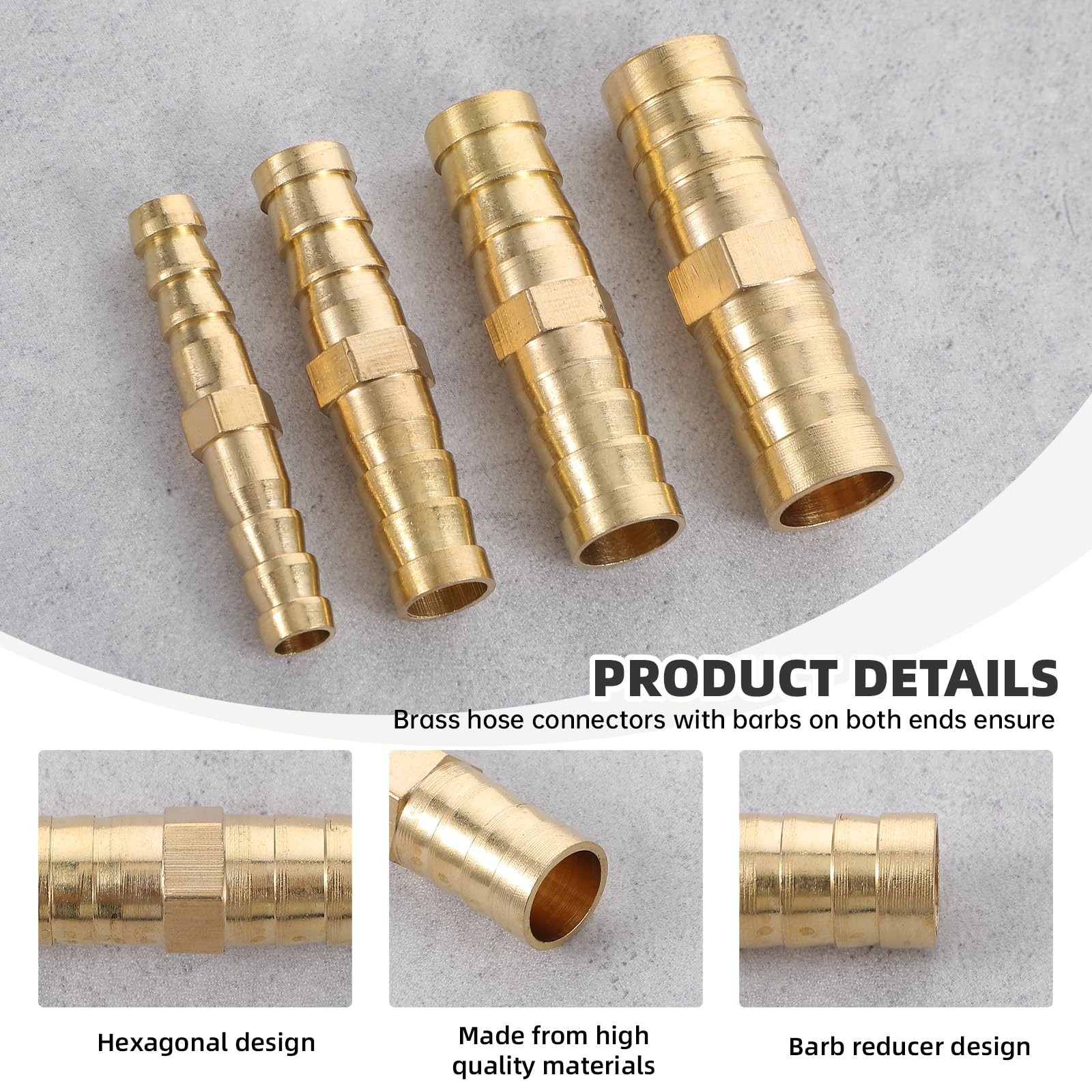 22Pcs Brass Barbed Hose Fittings, 1/4″ 5/16″ 3/8″ 1/2″ (6mm/8mm/10mm/12mm) Ho…