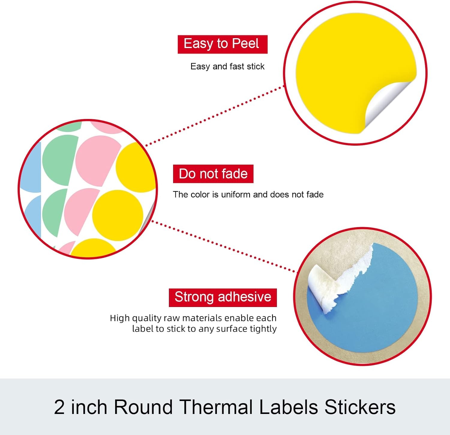 2 Inch Circle Thermal Stickers 750/Roll Self-Adhesive for Rollo Phomemo DIY