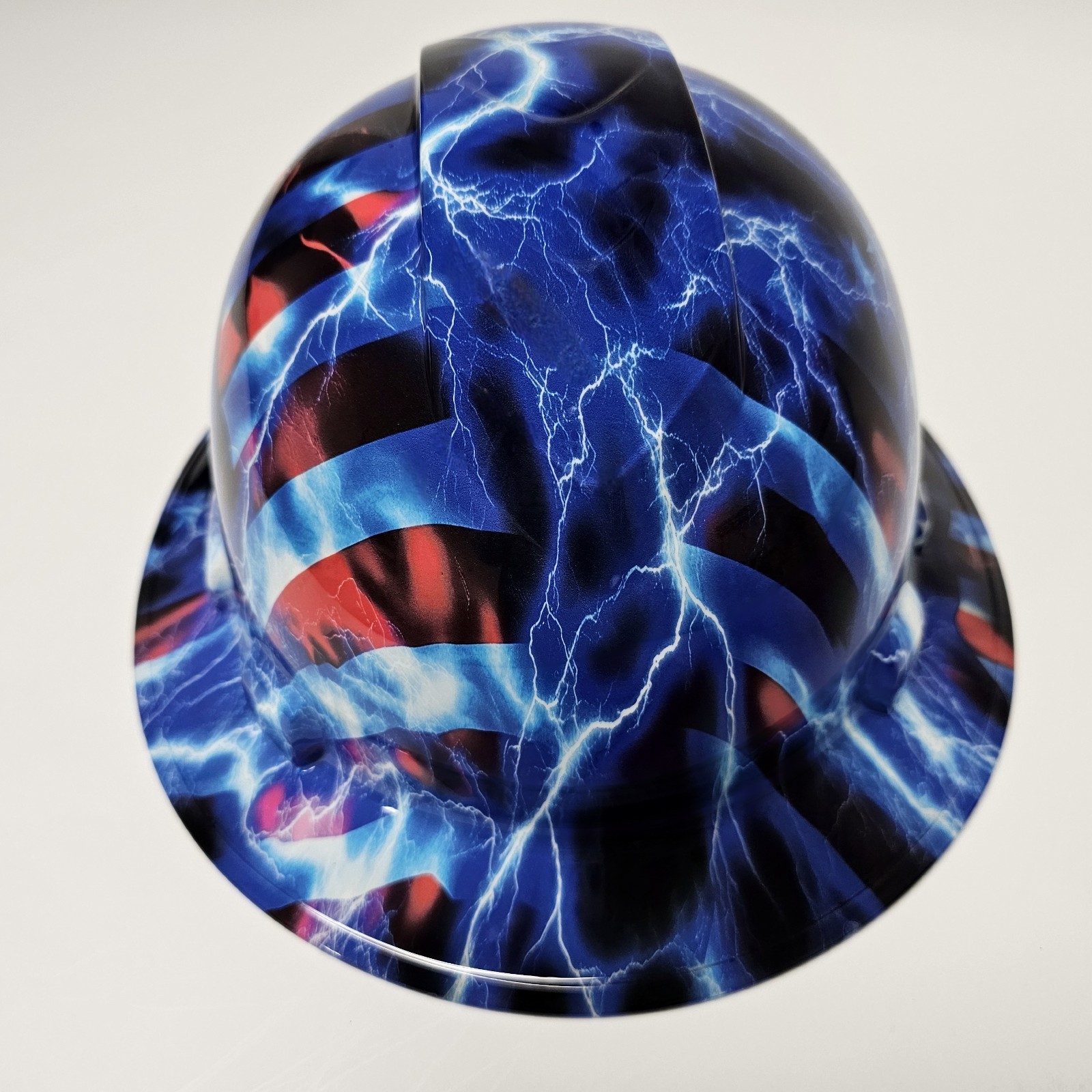 full brim hard hat custom hydro dipped IN AMERICAN THUNDER ⚡ USA LIGHTNING NEW