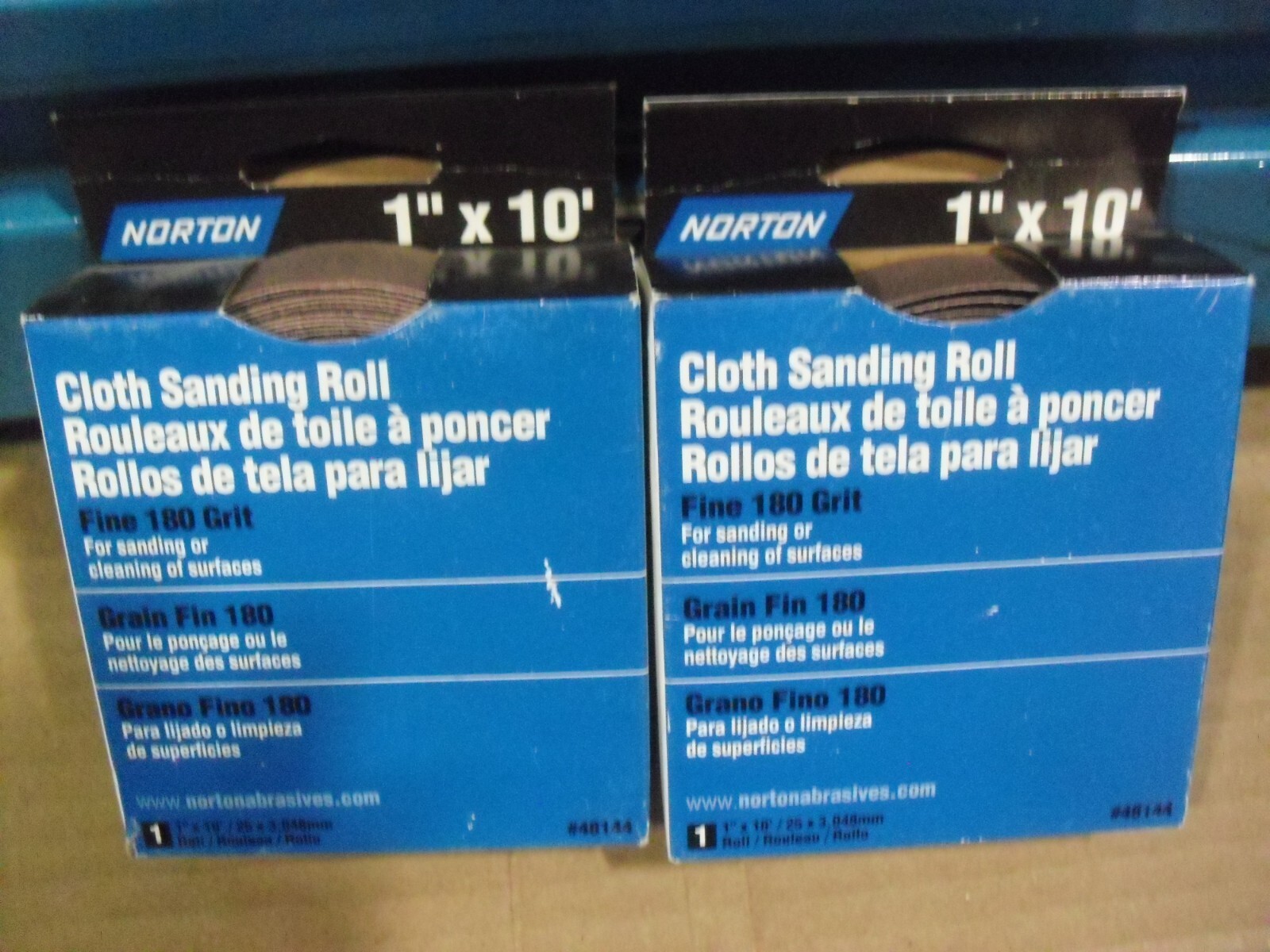 TWO !! Norton 10 Ft x 1 In x 180 Grit Cloth Sanding Rolls 48144