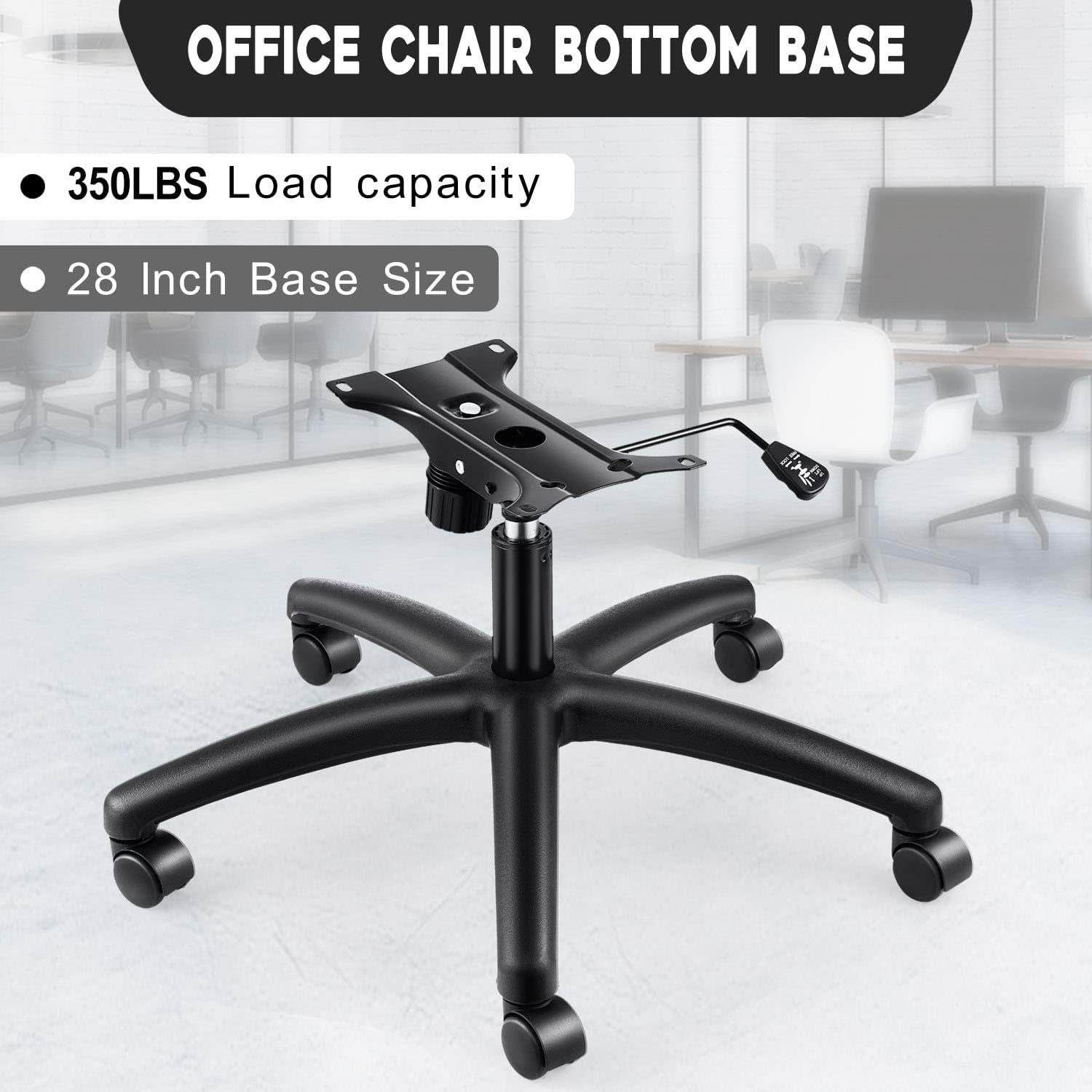 Office Chair Base Replacement 28 Inch Heavy Duty Swivel Chair Base 350 Pounds