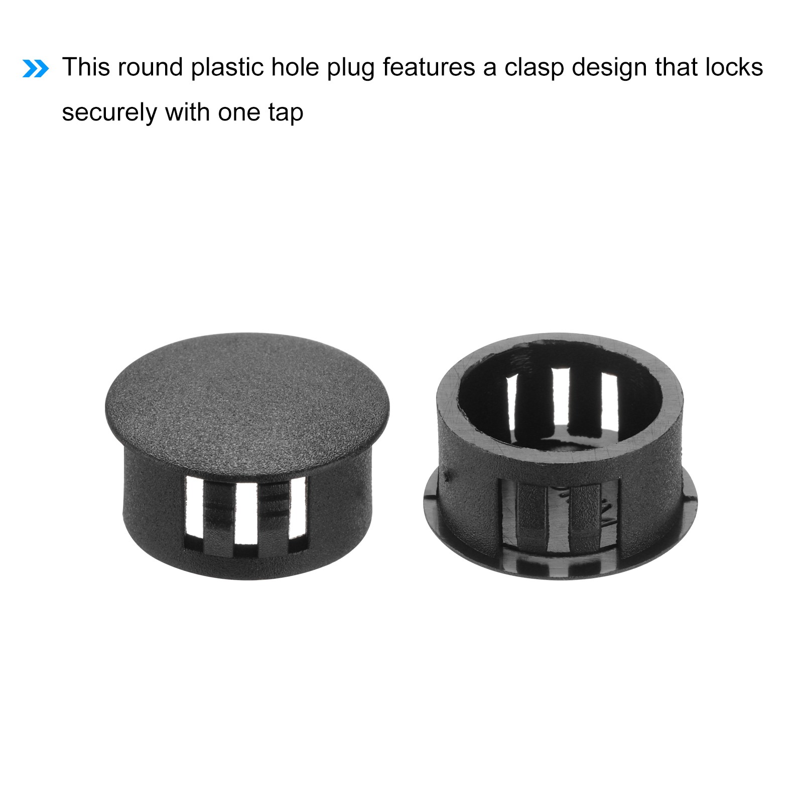 64Pcs 17mm(2/3′) Black Nylon Plastic Round Locking Hole Plugs Insert End Caps