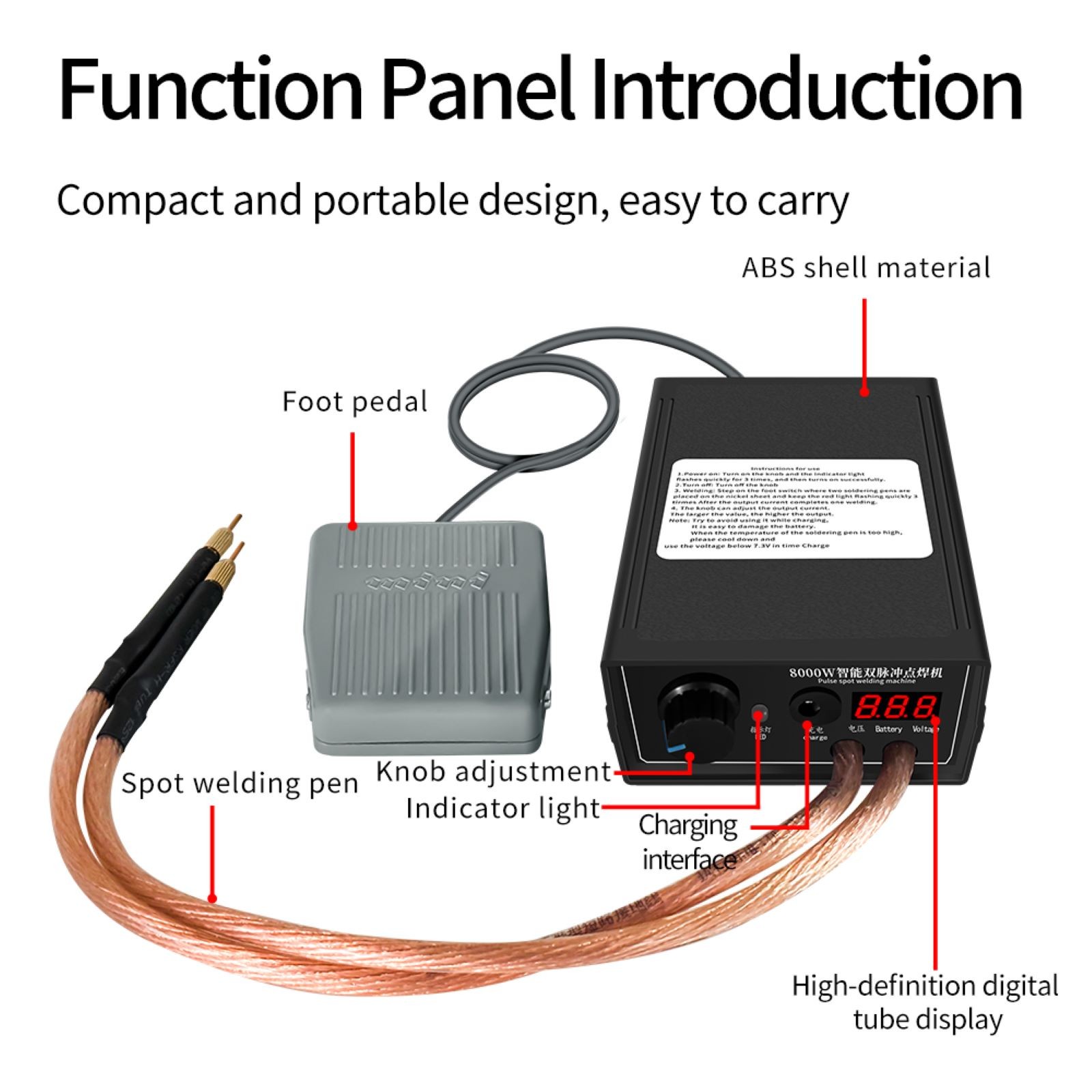 8000W Mini Spot Welder Machine DIY Kit 18650 Battery Pack Welding Tools