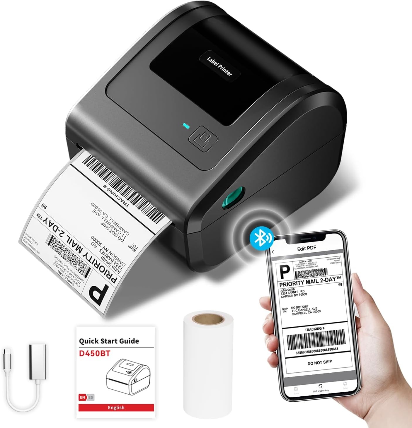 Phomemo Bluetooth Shipping Label Printer 4×6 Thermal for USPS FedEx UPS
