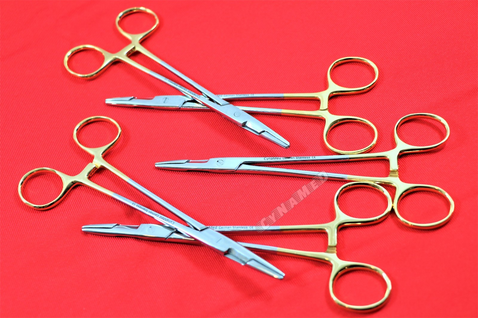 5 EA GOLD HANDLE GERMAN OLSEN HEGAR NEEDLE HOLDERS HEMOSTAT SCISSORS 6.5″ DENTAL