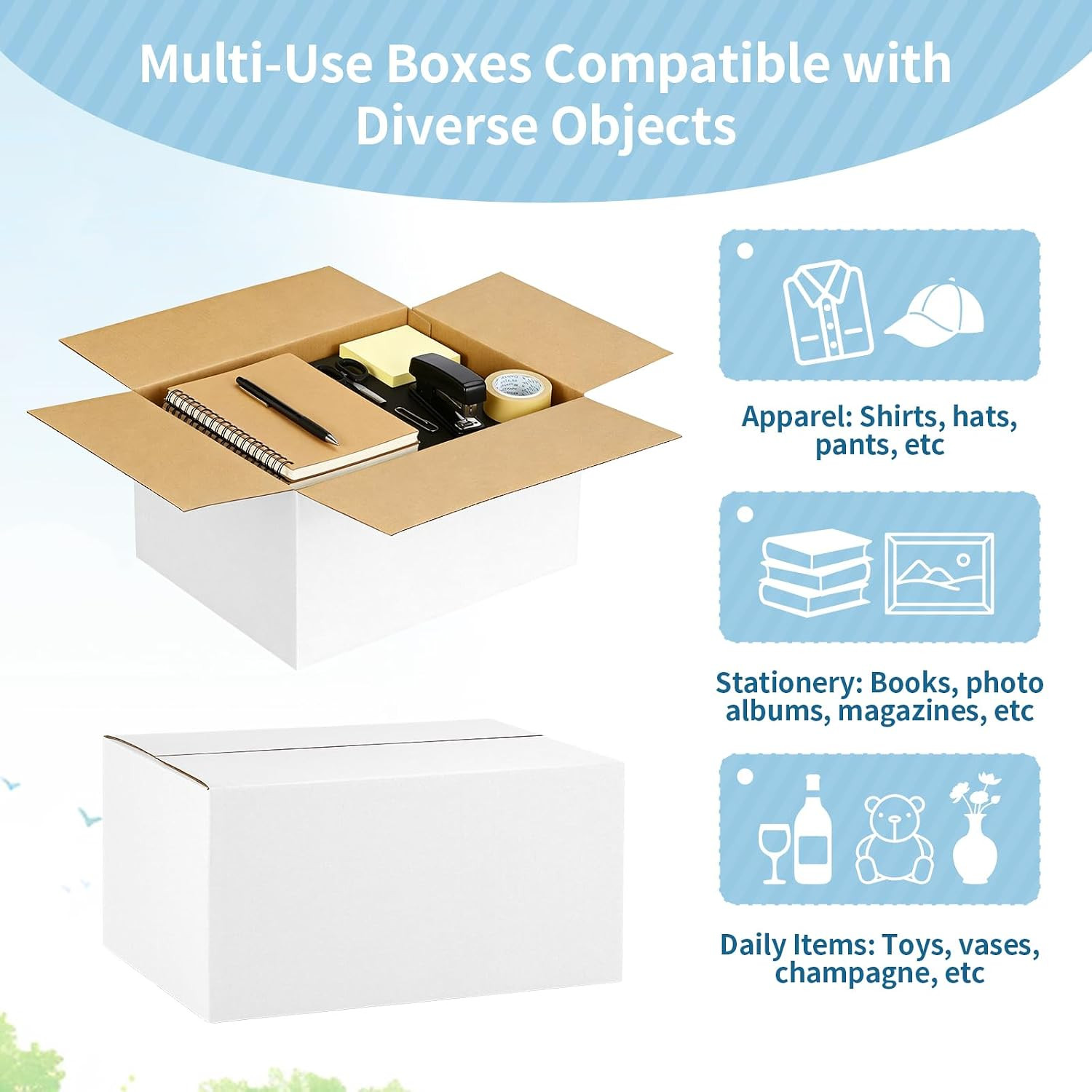 10 Pack Small White Shipping Boxes 10x7x5 Inch for Business Mailing