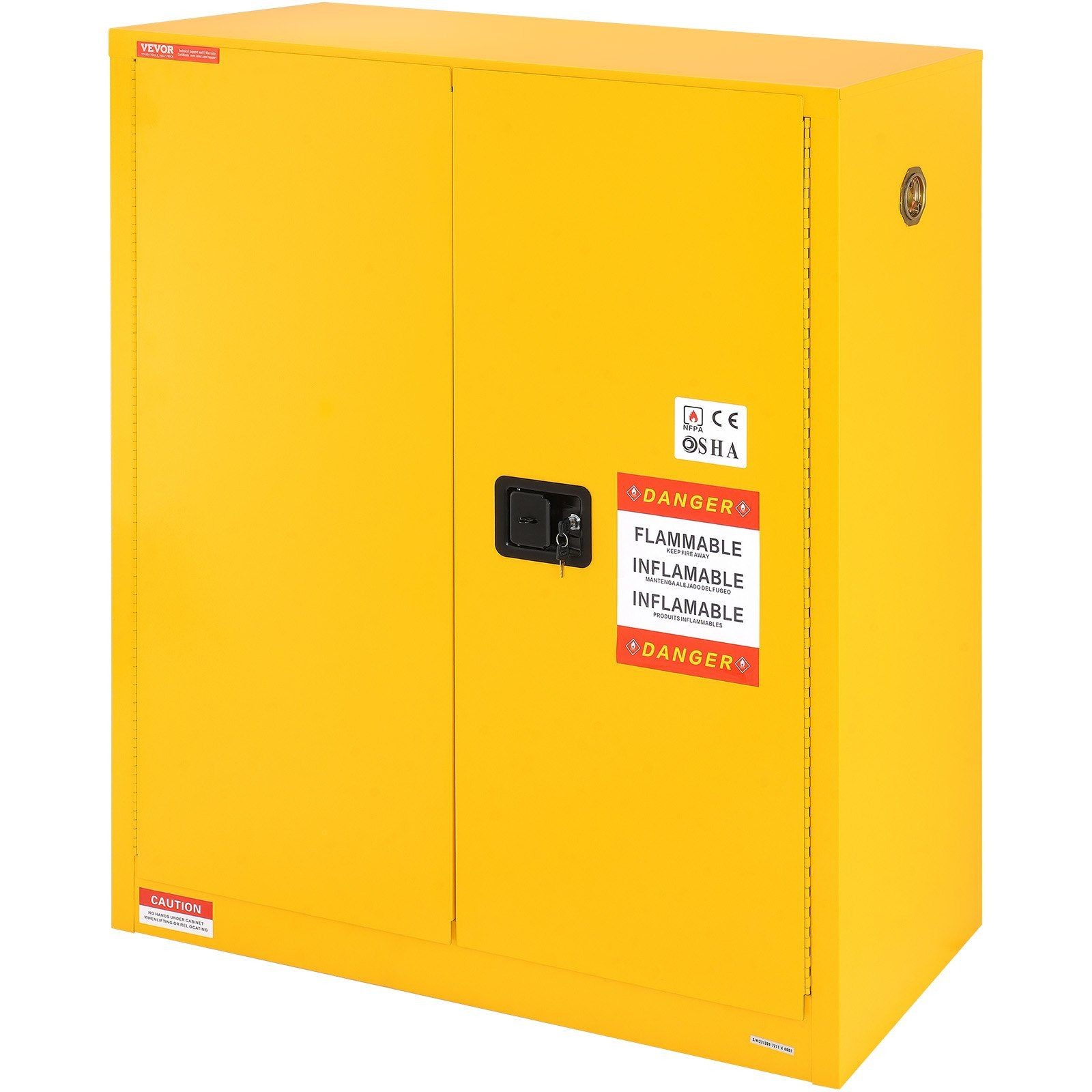 Safety Flammable Cabinet 30gal 43.1×18.1×50.1in Steel Manual Closing Doors