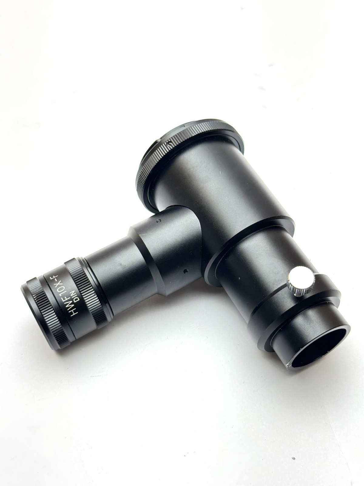 Nikon microscope photo adapter with right-angle HWF10X-F DIN focusing viewfinder
