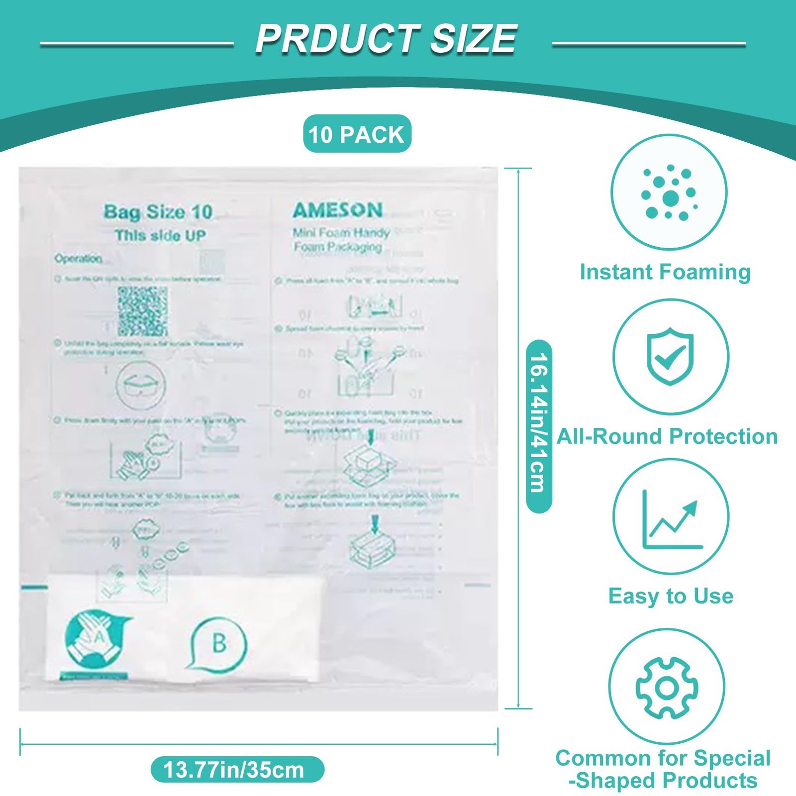 10 Pcs 14”x16” Foam Bag for Shipping, Expandable 16″L x 14″W, Pack of 10