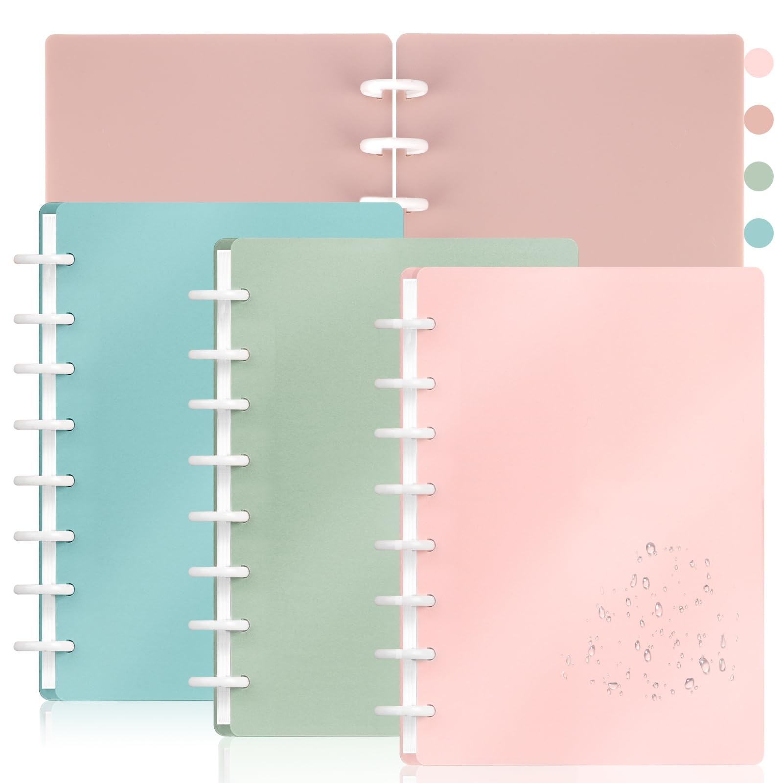 4 Set Junior Size Discbound Size, pink, flesh-colored, blue, green