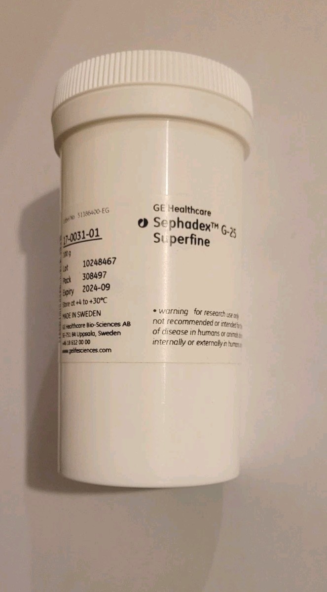 GE Healthcare Sephadex G-25 Superfine 100g New SEALED, Expiration 2024-09