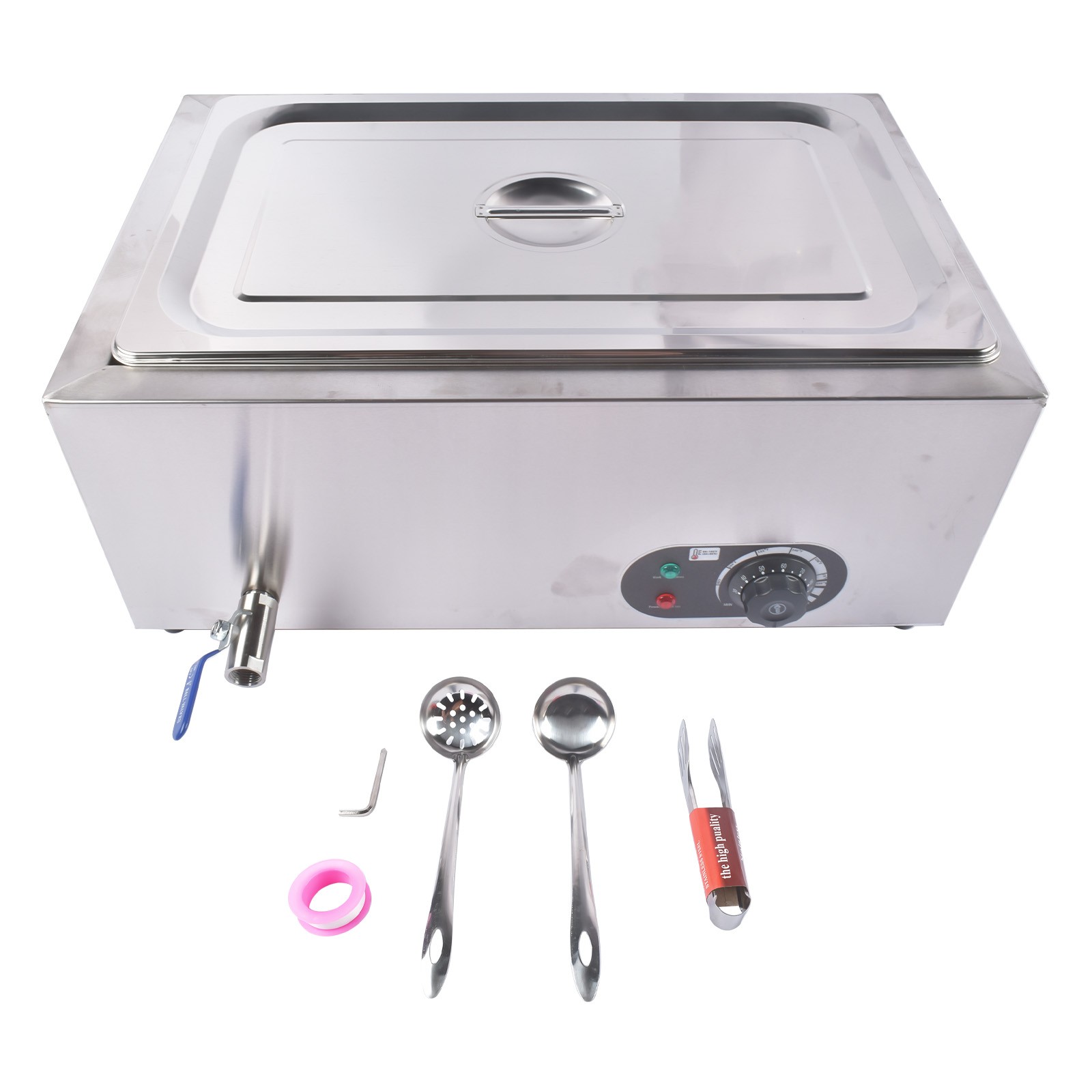 1200W 110V Electric Stainless Steel Steam Food Warmer 30-85°C/86-185°F 1-6 PAN