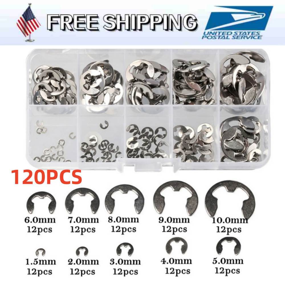 120 E Clips C CIRCLIPS Stainless Steel Kit Retaining Ring Assorted 1.5mm to 10mm