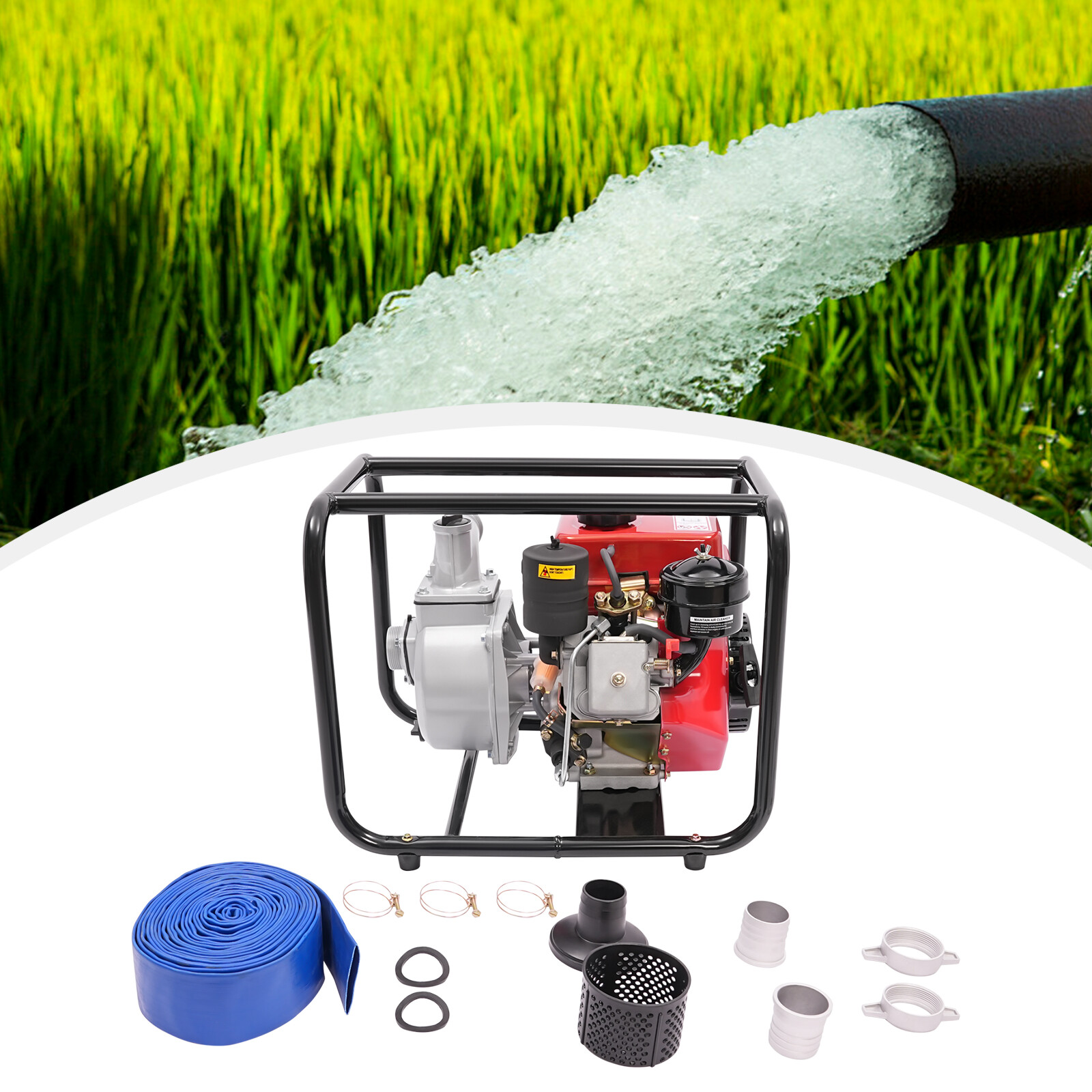 196CC 4-Strok Diesel Water Pump 2.3 kW Air Cooling Water Transfer Pump Modern