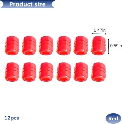 Fluorescent Luminous Tire Valve Stem Caps, 12PCS Red Air Caps for C Color: Red