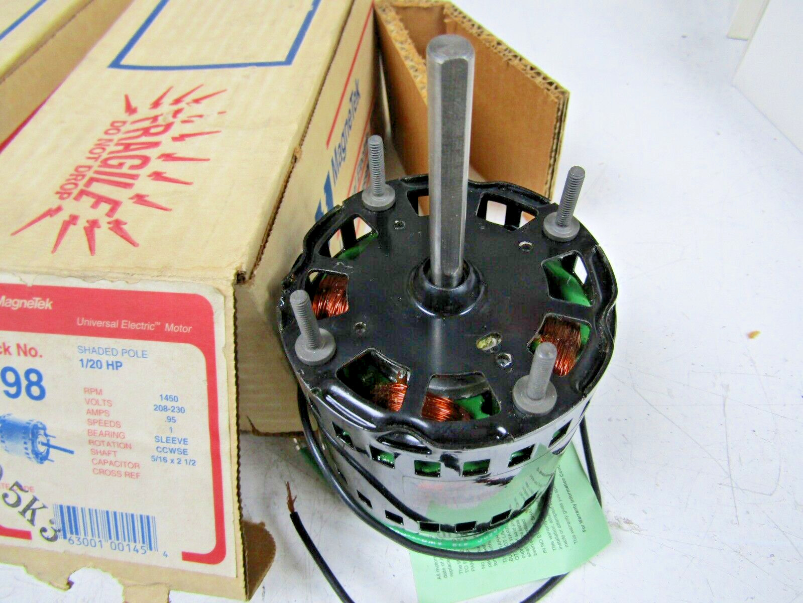 🔥NEW # 398 MAGNETEK 1/20 HP HVAC MOTOR 1Ø 208-230 VAC 1450 RPM CCWSE JA2R143N