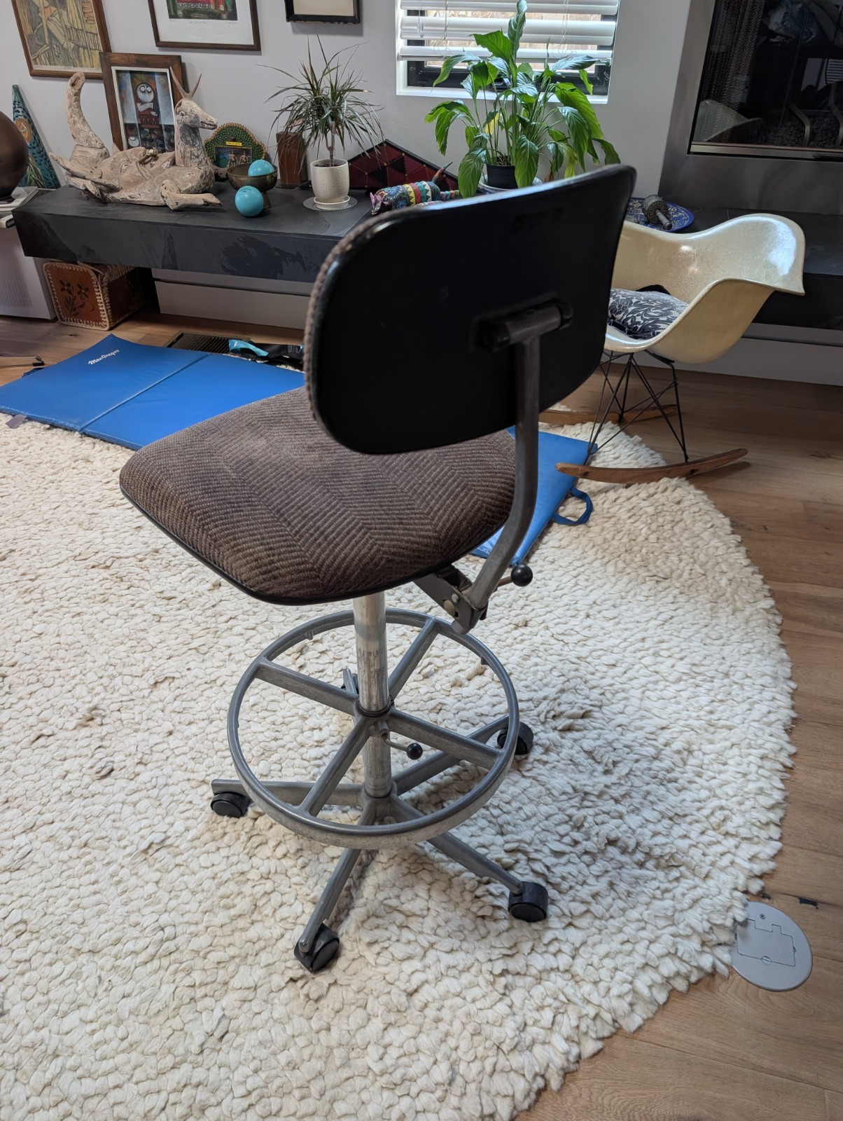Herman Miller Drafting Task Chair Stool with Casters, Fabric