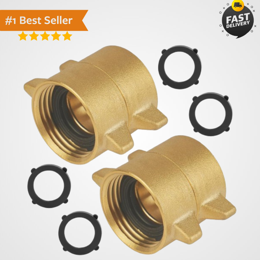 2 Pack Garden Hose Female to Female Hose Adapter with Dual Swivel, Solid Brass,