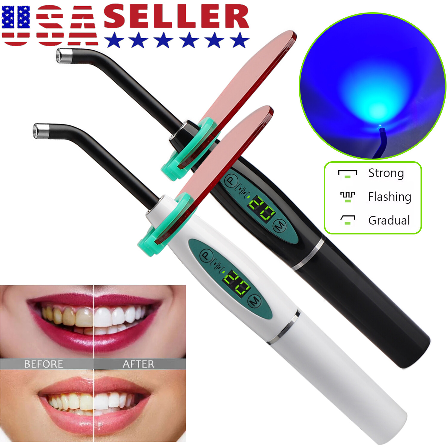 Dental LED Cure Curing Light Lamp Wireless Cordless 2000mw 5w Tool Resin Cure US