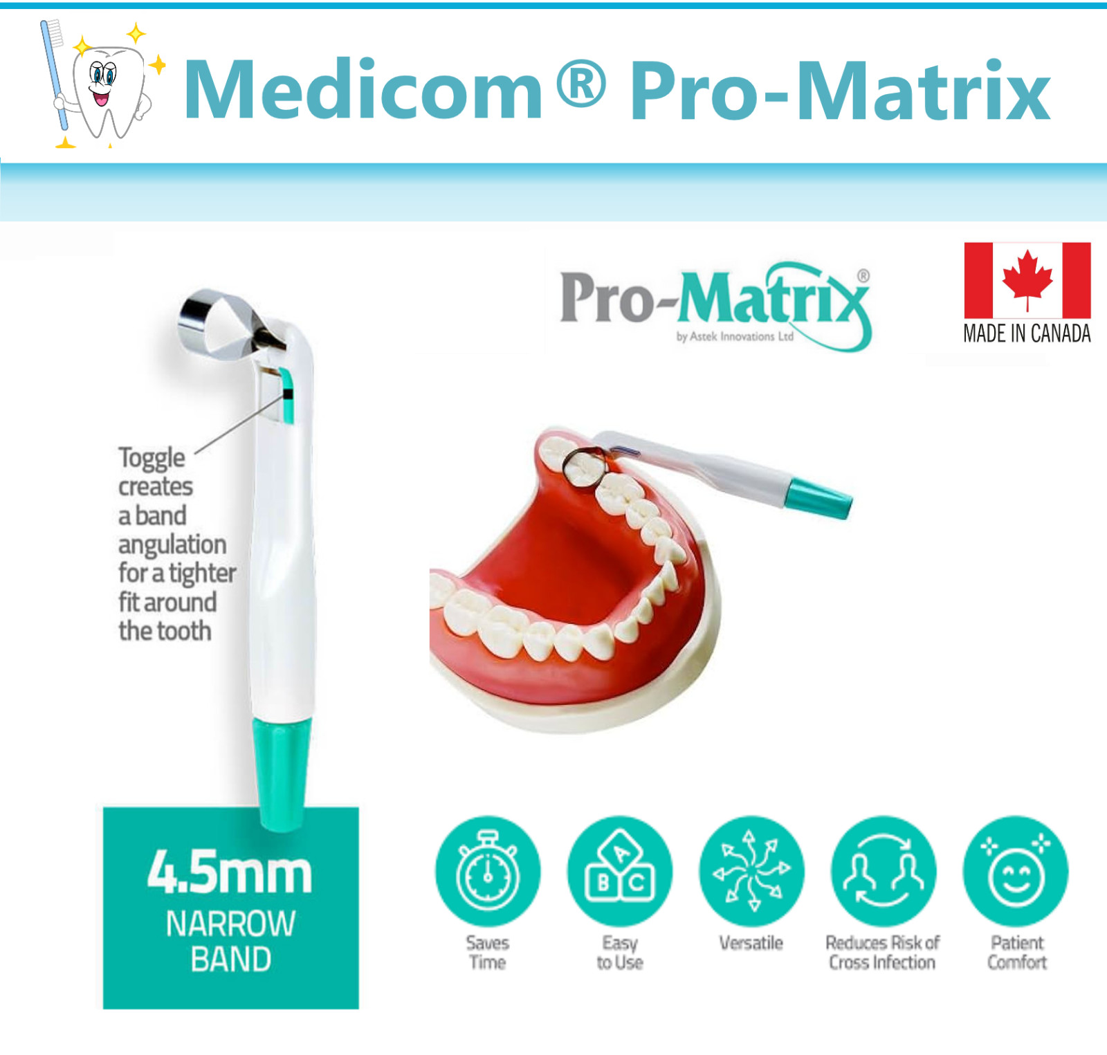 MEDICOM Pro-Matrix BAND Wide, 6.0 mm, Narrow, 4.5mm Dental Matrix Bands, 50/Pk