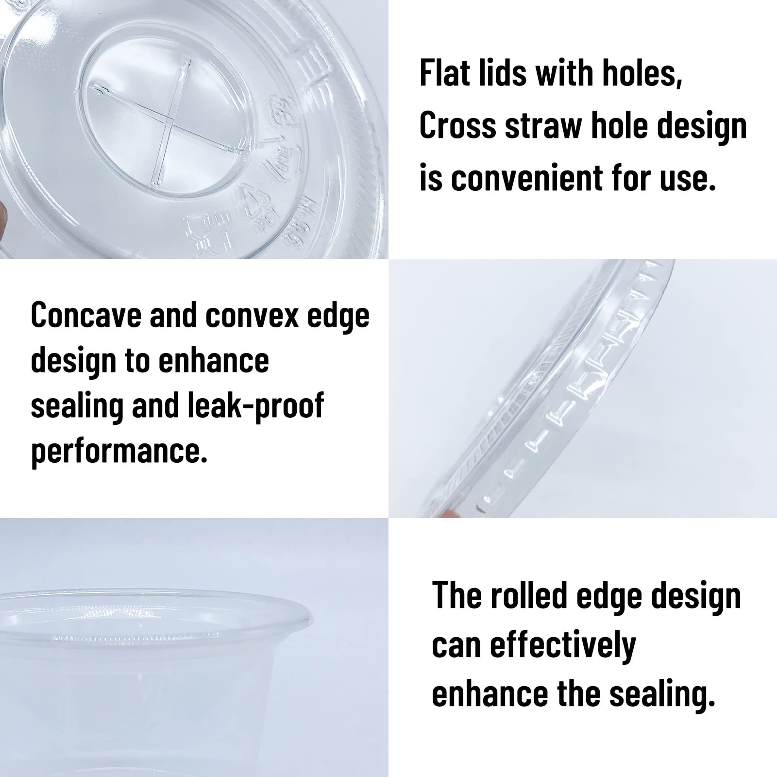 Qinsihwn 50 Pack 8 OZ Disposable Plastic Cups with Lids,Clear 8 Ounces, Clear