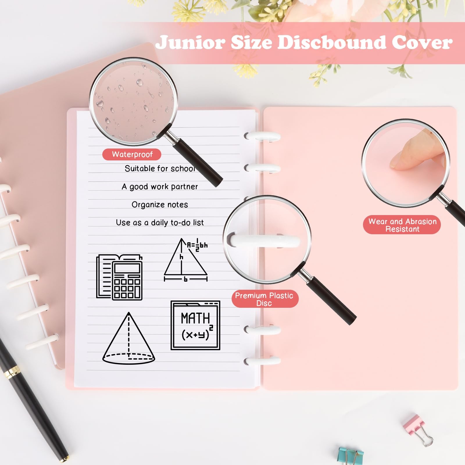 4 Set Junior Size Discbound Size, pink, flesh-colored, blue, green