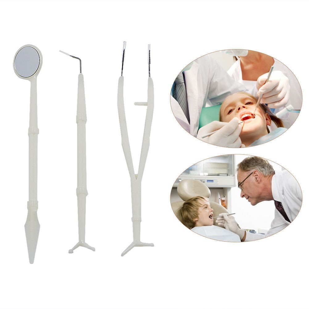 Disposable Dental Examination Kit 3 Pcs Basic Instruments Mirror Tweezer Probe