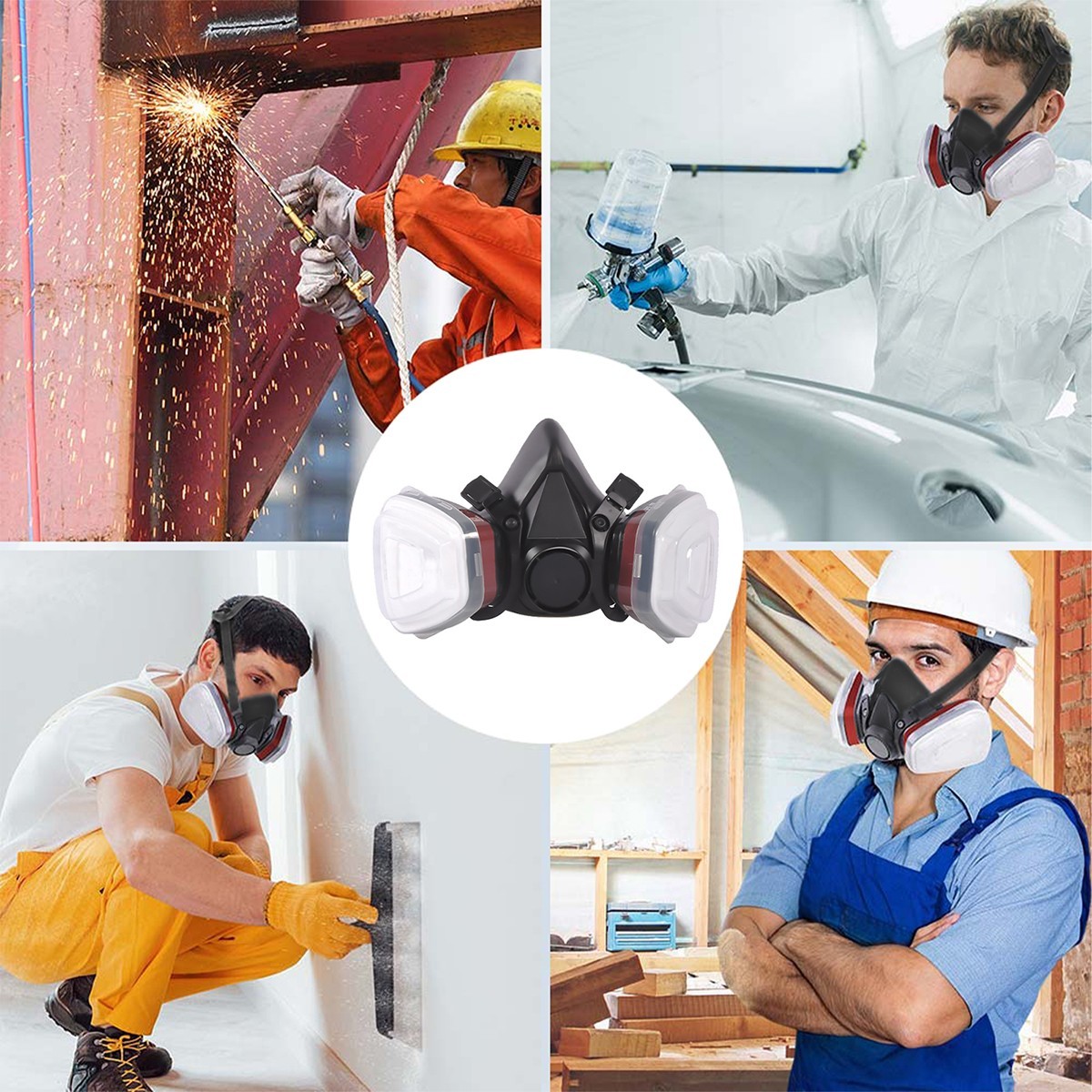 16in1 Half Face Gas Mask Respirator Safety Protect Painters Respirator for 6200
