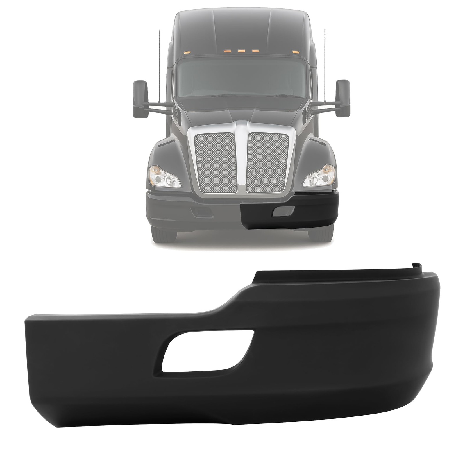 Front Bumper Cover Fits 12-21 Kenworth T680 Left Side PP Primer Matte Black