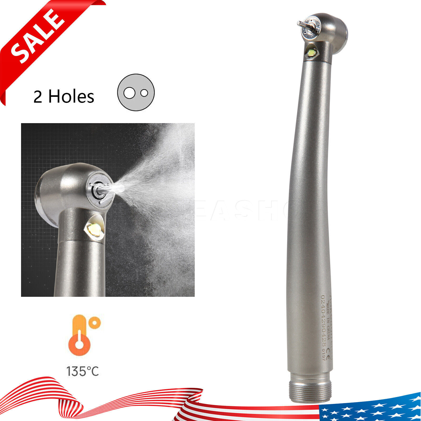 Dental E-generator LED Push Button High Speed Handpiece 2 holes Borden