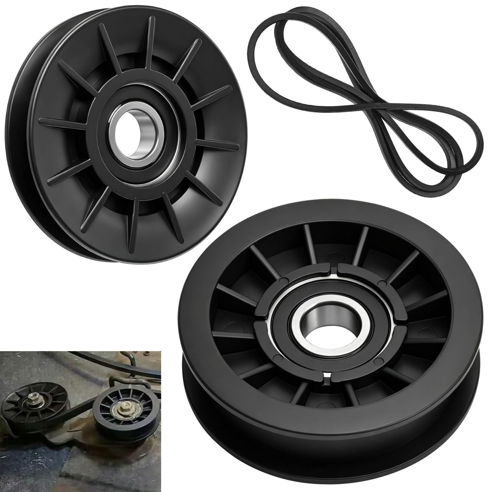 Tractor Belt and Idler Pulley Set Compatible with Cub Cadet XT1 XT2 ZT1 ZT2 NEW