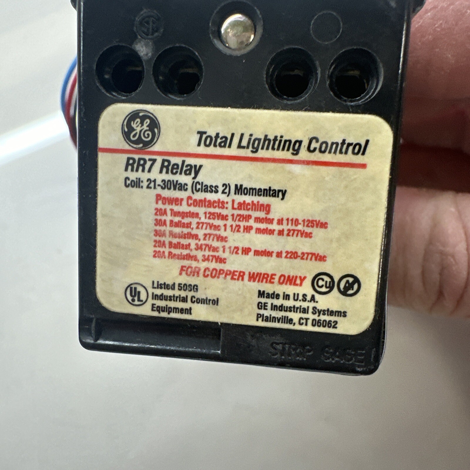 General Electric RR7 Low Voltage Relay Class 2