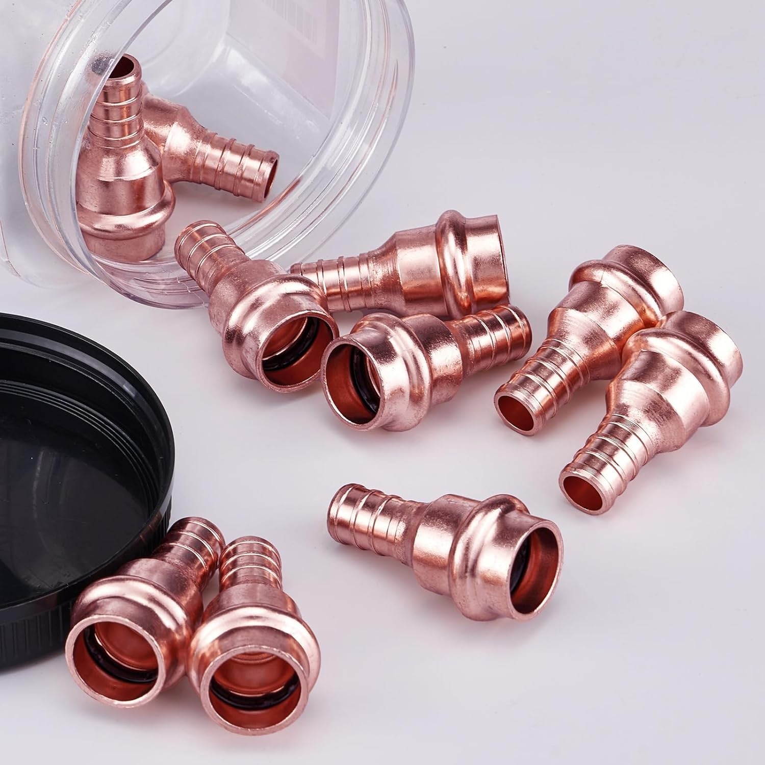 Copper Press Fittings Crimp Coupling Adapter, 10-Pcs 1/2 Press x 1/2 PEX inch…