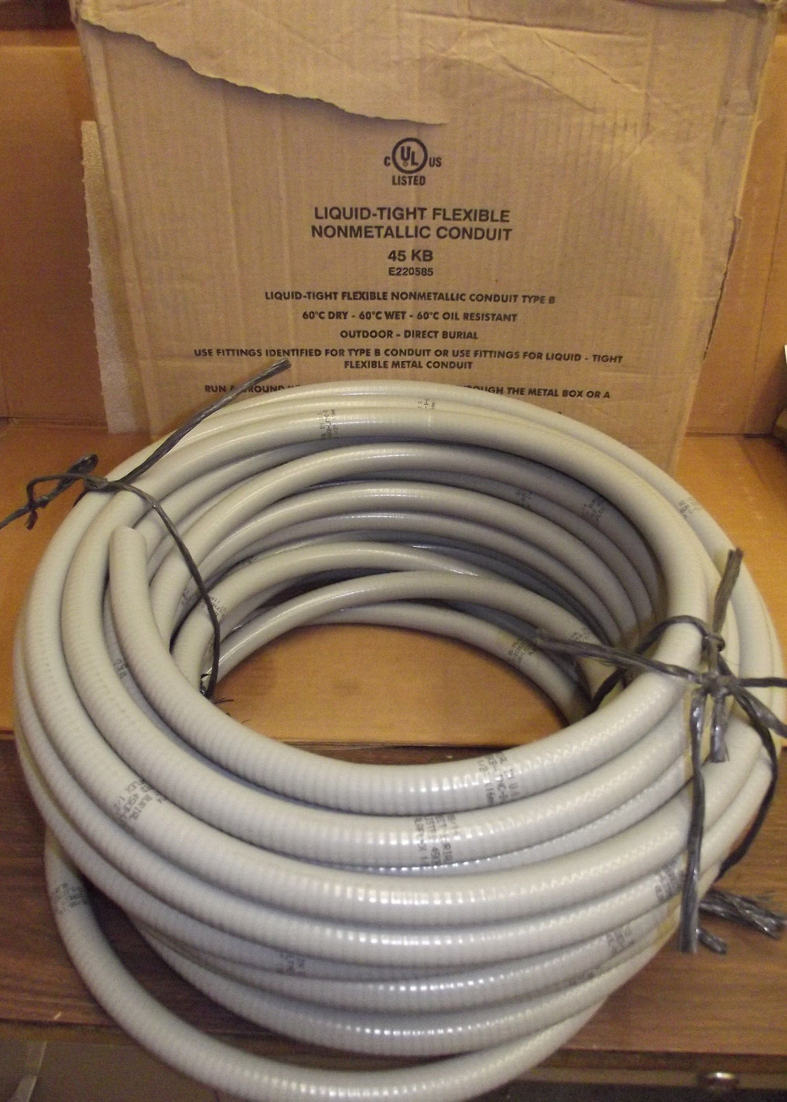 100 Foot By 1/2″ Non-Metallic Flexible Liquid-Tight Conduit Gray BWF NMLT50 UL