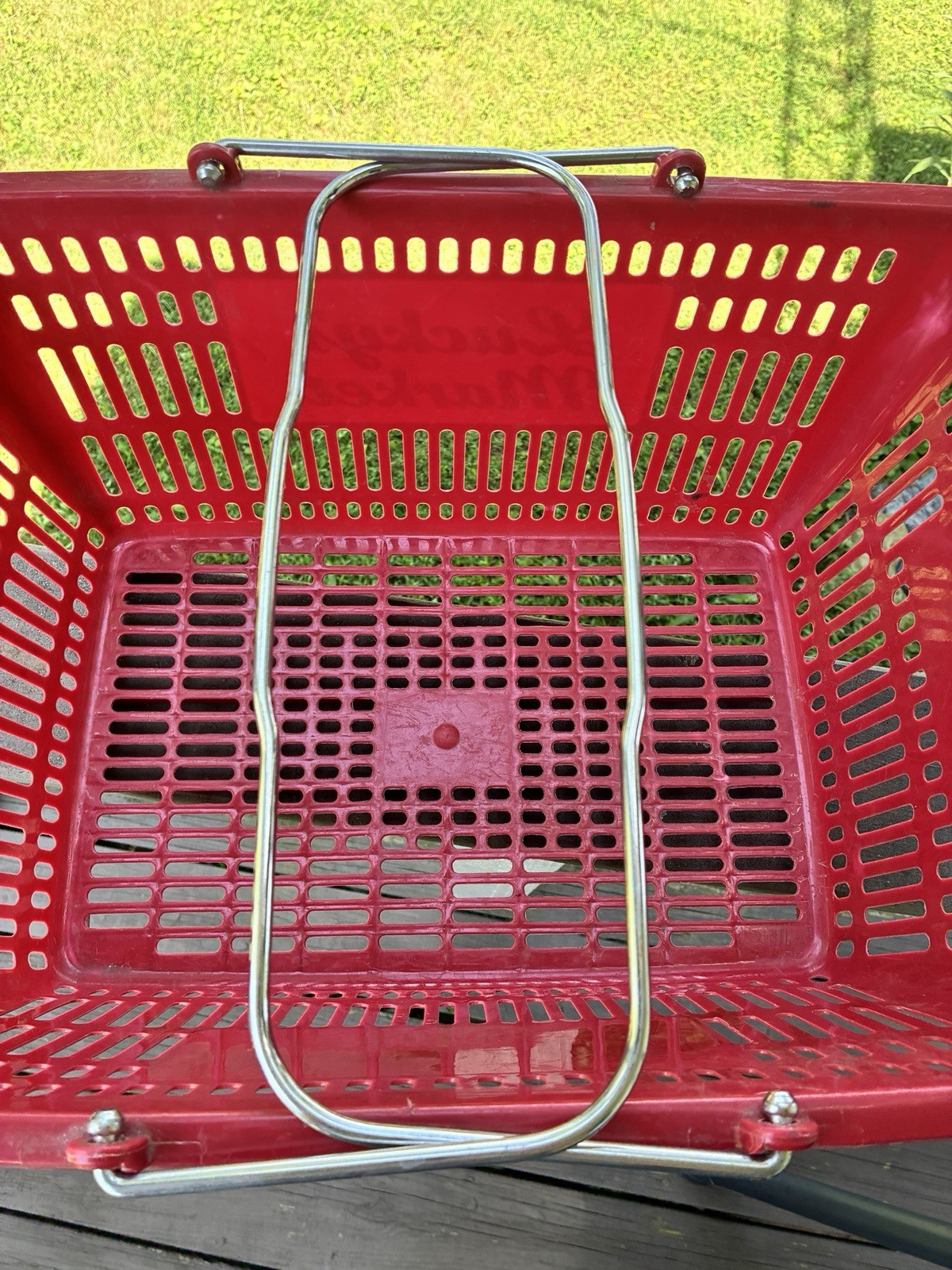 VTG Shopping Baskets LUCKYS MARKET Red Grocery Carry Basket
