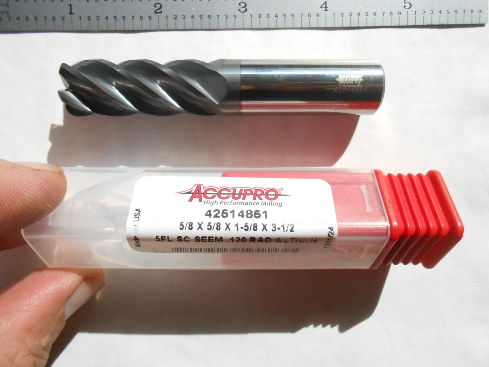 NEW ACCUPRO USA 5/8″ D. X 1-5/8″ LOC X 3-1/2″ L X .120″CR CC 5FL CARBIDE ENDMILL