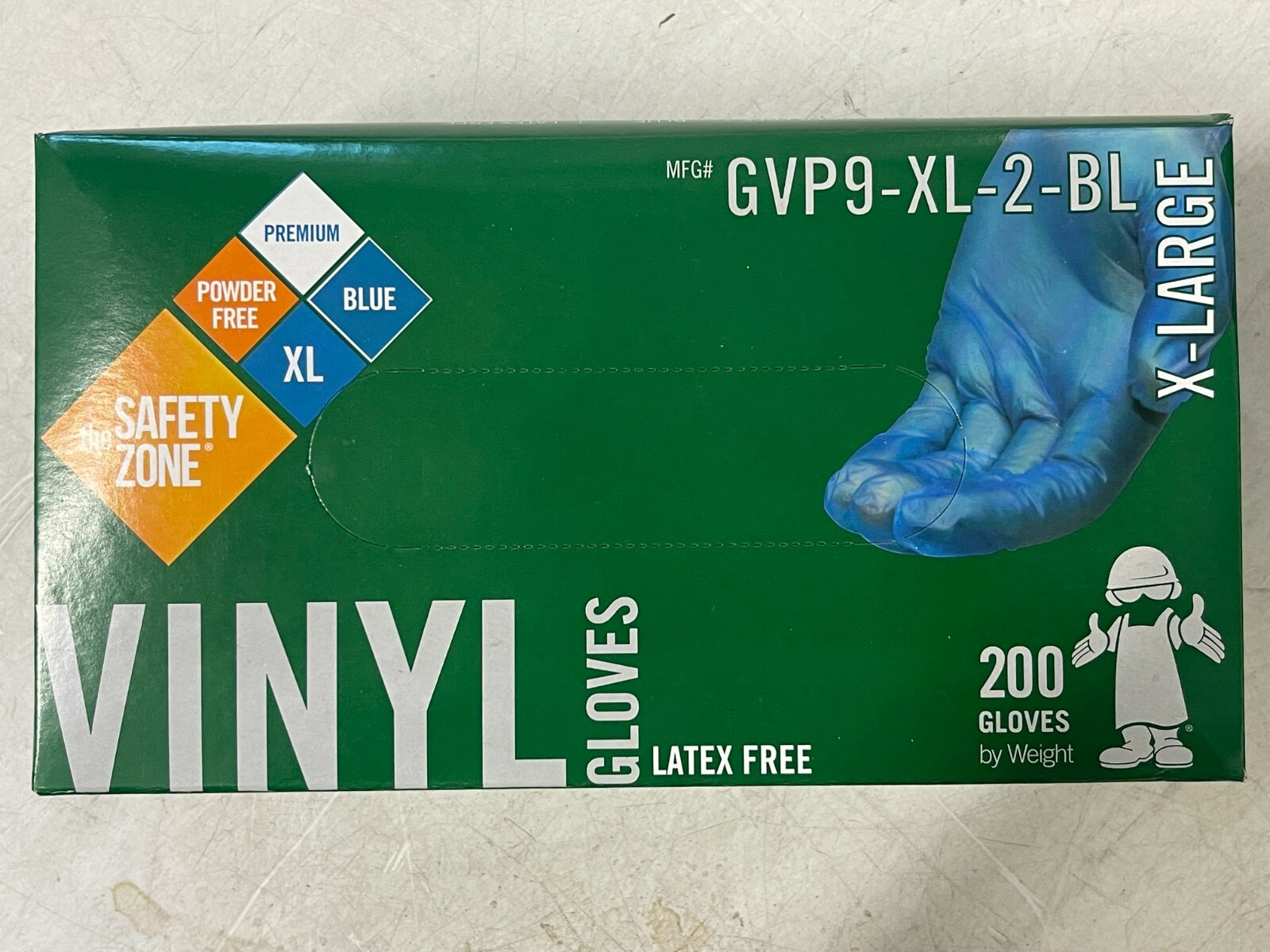 CASE OF 2000 The Safety Zone XL Vinyl Gloves Blue Exp 12/2025 GVP9-XL-2-BL