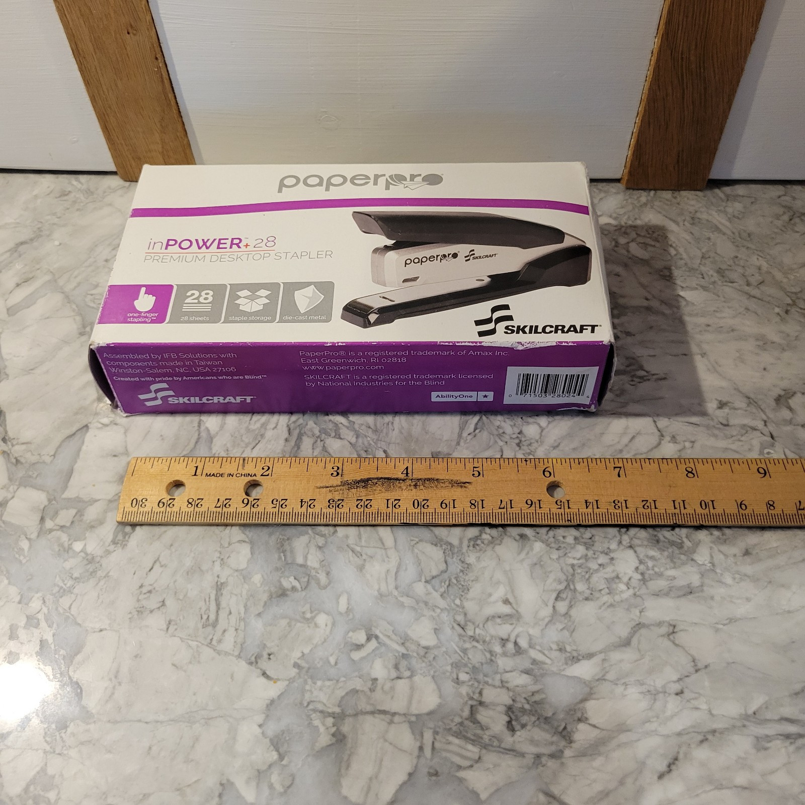 PaperPro inPOWER+ 28 Premium Desktop Stapler, 28-Sheet Capacity, Black/Silver
