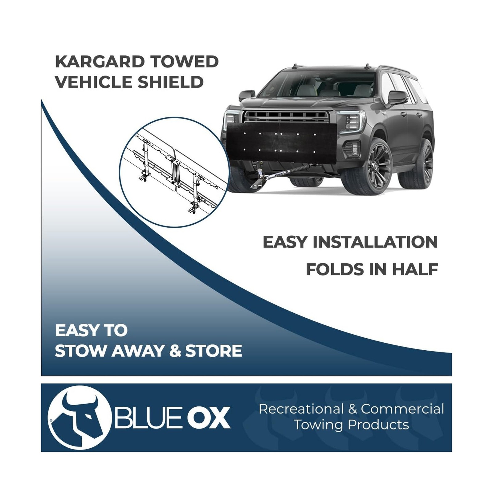 Blue Ox BX8870 Black KarGard Protective Shield | Quick Installation | Folds f…