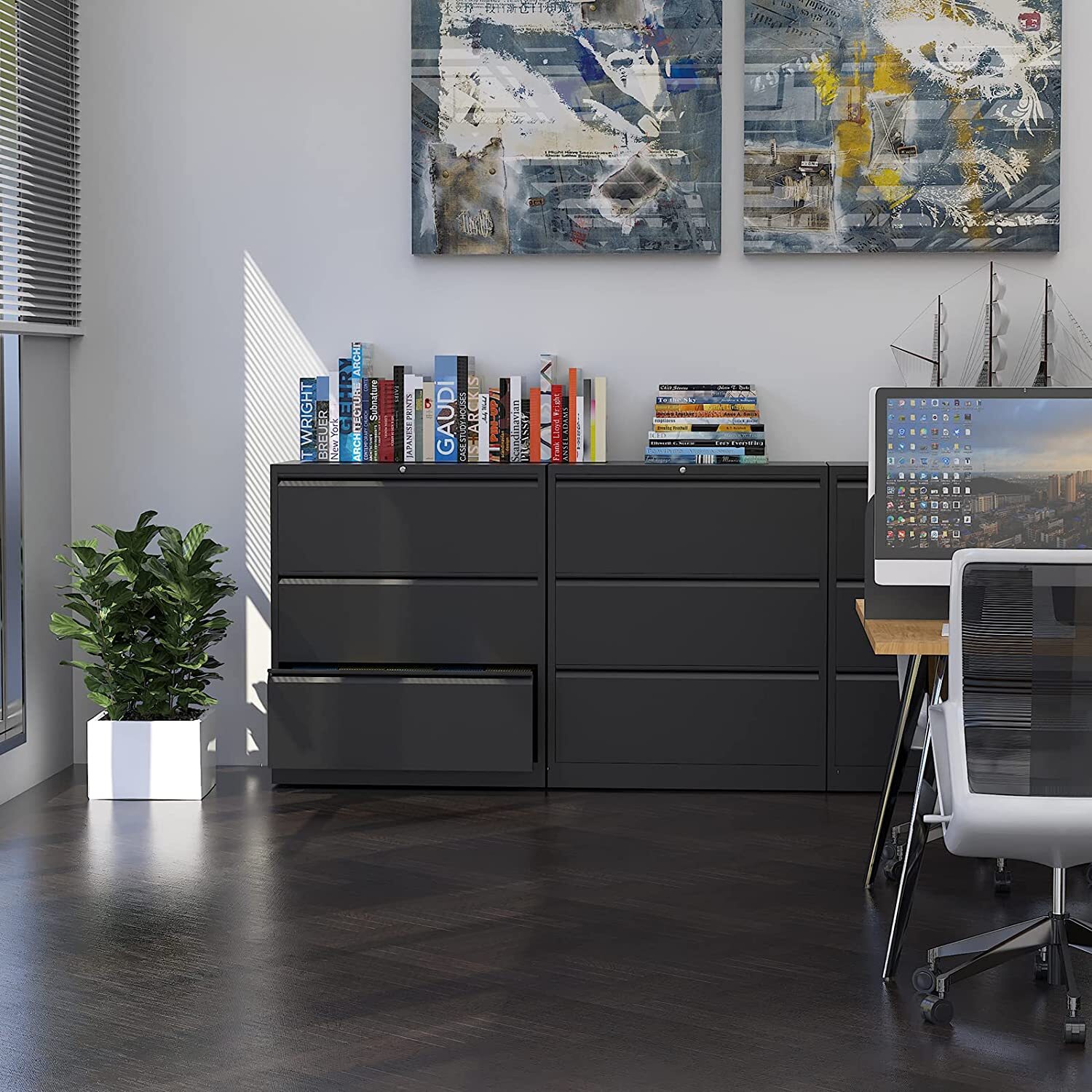 Metal Storage Lateral File Cabinet with Lock Office Home Assembly Required