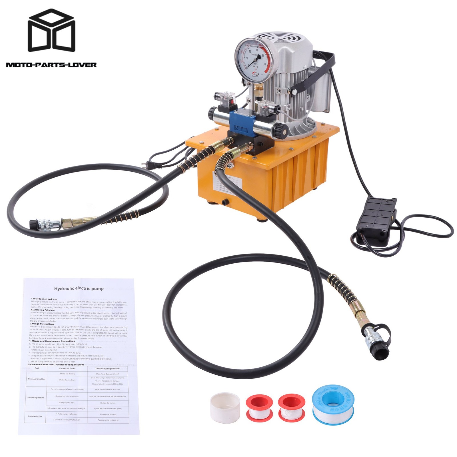 750W Electric Hydraulic Pump 10000PSI Double Acting 110 V