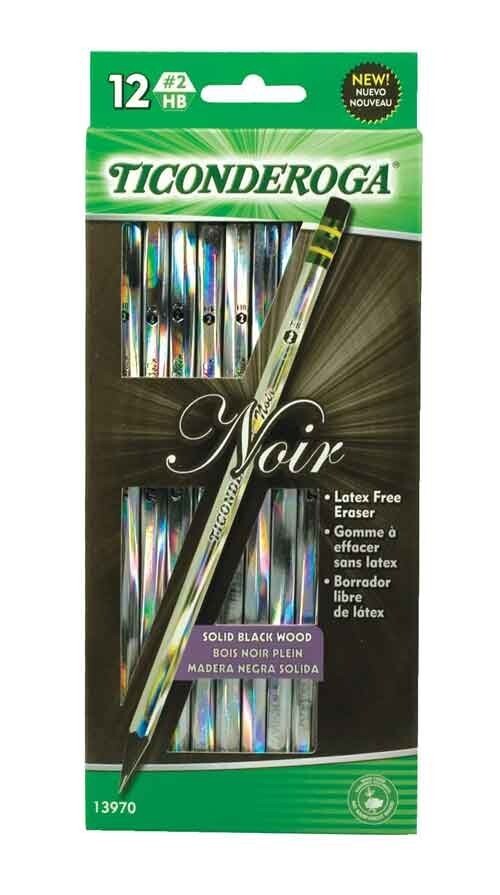 Ticonderoga Noir Black Wood Holographic Finish #2 Pencil 12/Pk Student School