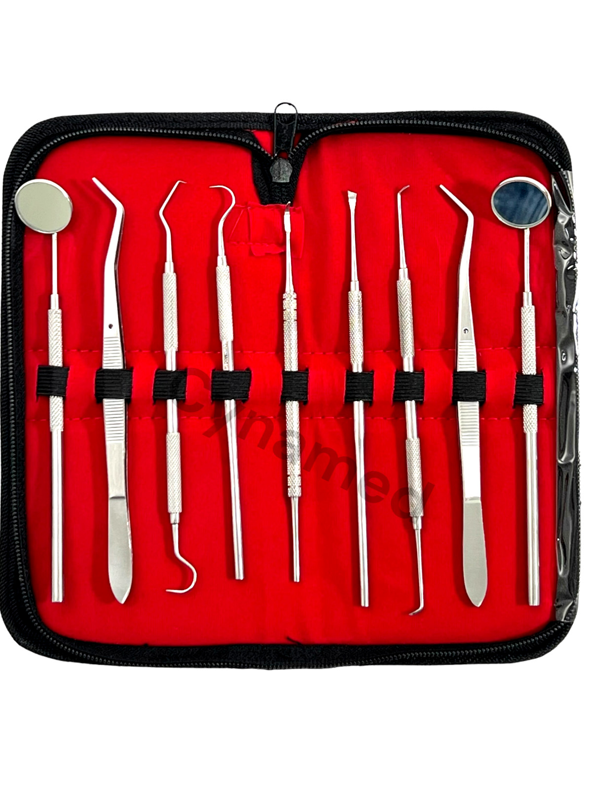 GERMAN Dental Scaler Pick Stainless Steel Tools with Inspection Mirror Set 9 PCS