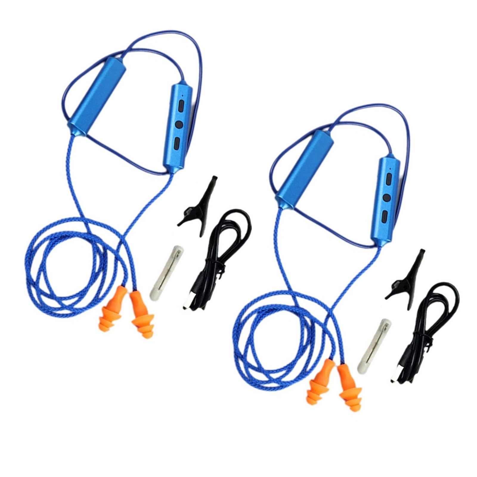 2-Set Blue Bluetooth Ear Plugs, Noise-Isolating for Work & Hearing Protection