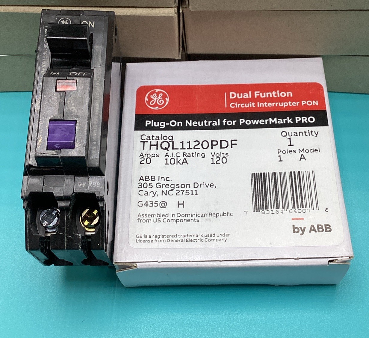 New Circuit Breaker GE THQL1120PDF 20 Amp 1 Pole 10kA Plug On Neutral AFCI/GFCI
