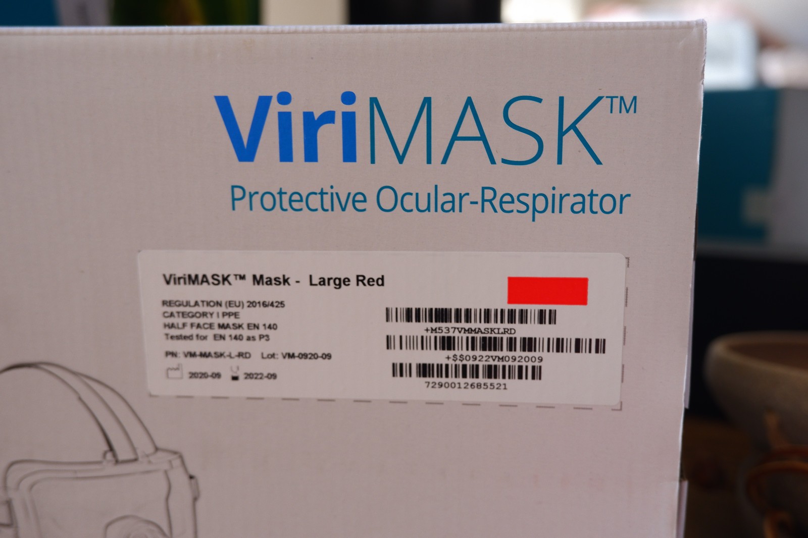 ViriMask Protective ocular respirator Large Red V60+ 10 filters made in Israel