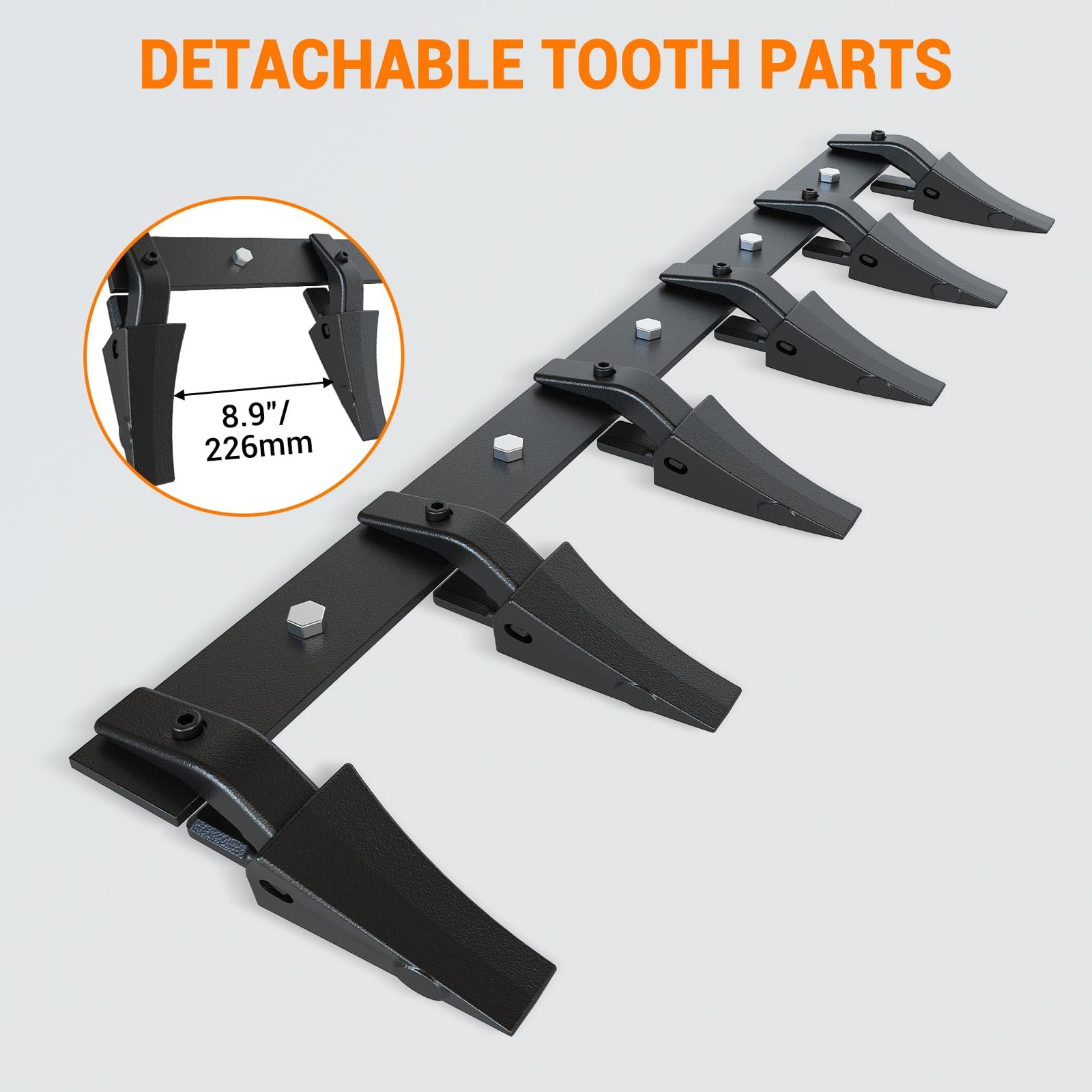 48″/59″/72″ Bucket Tooth Bar Fork Attachment Teeth for Tractor Bucket Skidsteer