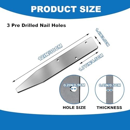 10PCS Flat Steel Stakes for Concrete Forms – 12 x 1.4in, Heavy Duty Solid Metal