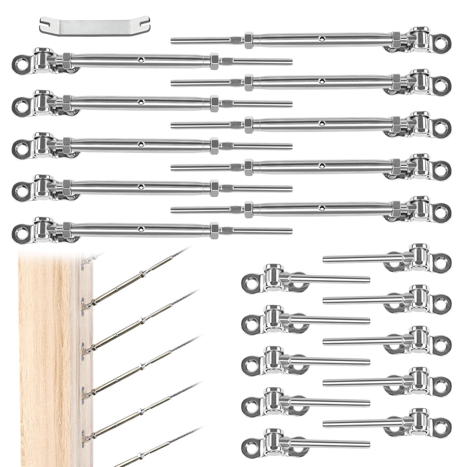 NEW 10-Pair Muzata Cable Railing Kit 1/8 Hardware T316 Stainless Steel CK07